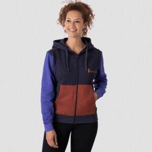 Cotopaxi Full Zip Hooded Sweatshirt Womens Small Blue Orange Gray Maritime Rust